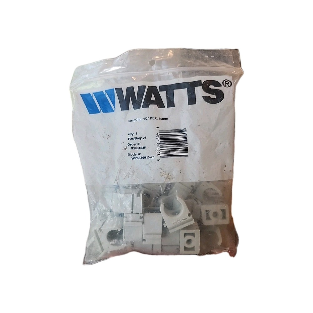 Watts Snapclip 1/2" Pex 15mm Qty 1 Bag:25